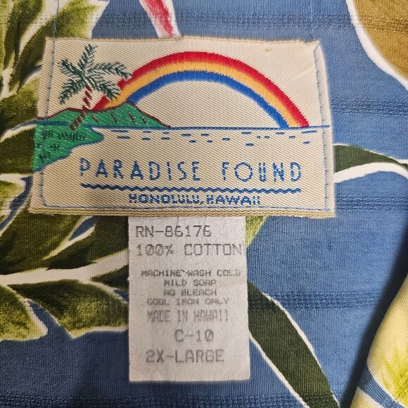 Vintage Paradise Found Hawaiian Shirt Mens 2XL Guitars Floral Made In Hawaii - Picture 4 of 8
